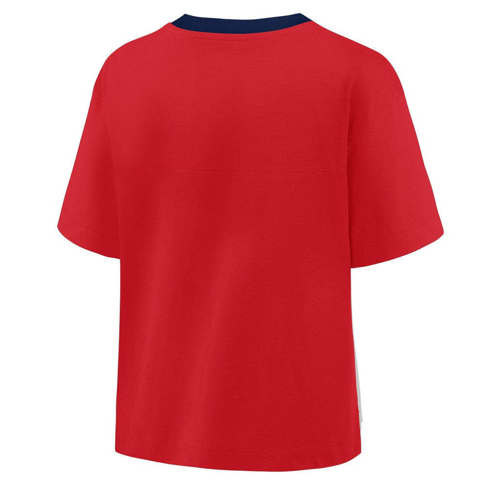 St. Louis Cardinals Fanatics Oversized Race To Win V-Neck T-Shirt - Red/Graphite T-shirts