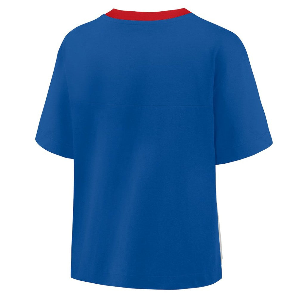 Chicago Cubs Fanatics Oversized Race To Win V-Neck T-Shirt - Royal/Graphite T-shirts