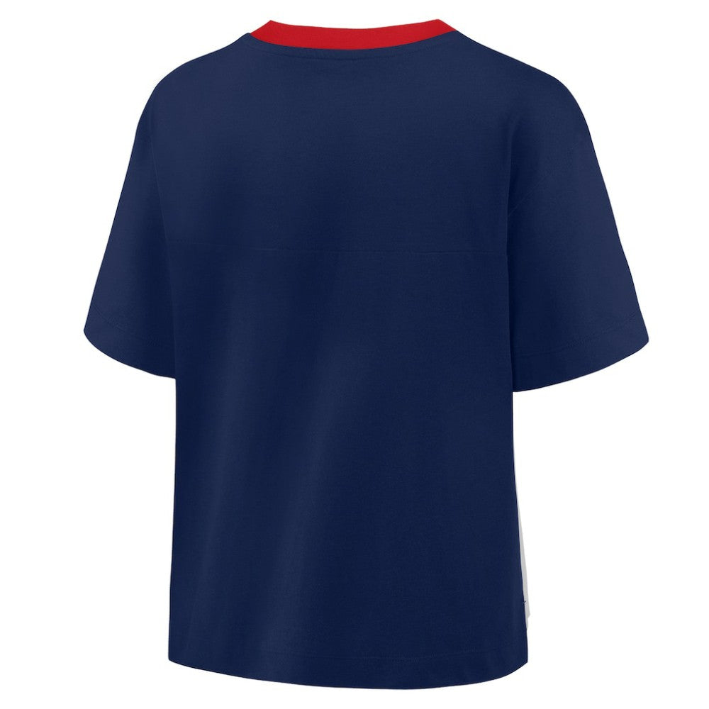 Atlanta Braves Fanatics Oversized Race To Win V-Neck T-Shirt - Navy/Graphite T-shirts