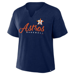 Houston Astros Fanatics Women's Fan Fave Stadium Slub Boxy T-Shirt - Navy T-shirts