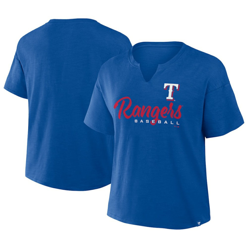 Texas Rangers Fanatics Women's Fan Fave Stadium Slub Boxy T-Shirt - Royal T-shirts