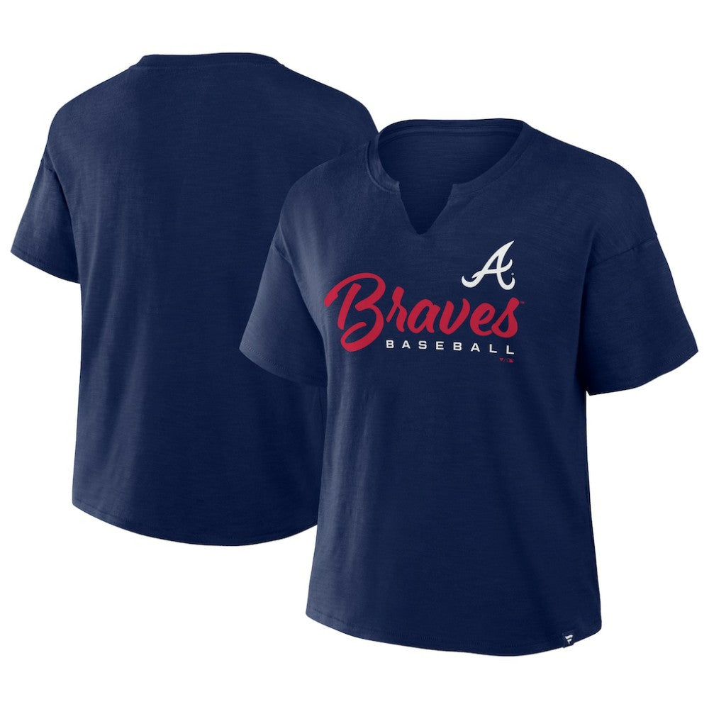 Atlanta Braves Fanatics Women's Fan Fave Stadium Slub Boxy T-Shirt - Navy T-shirts