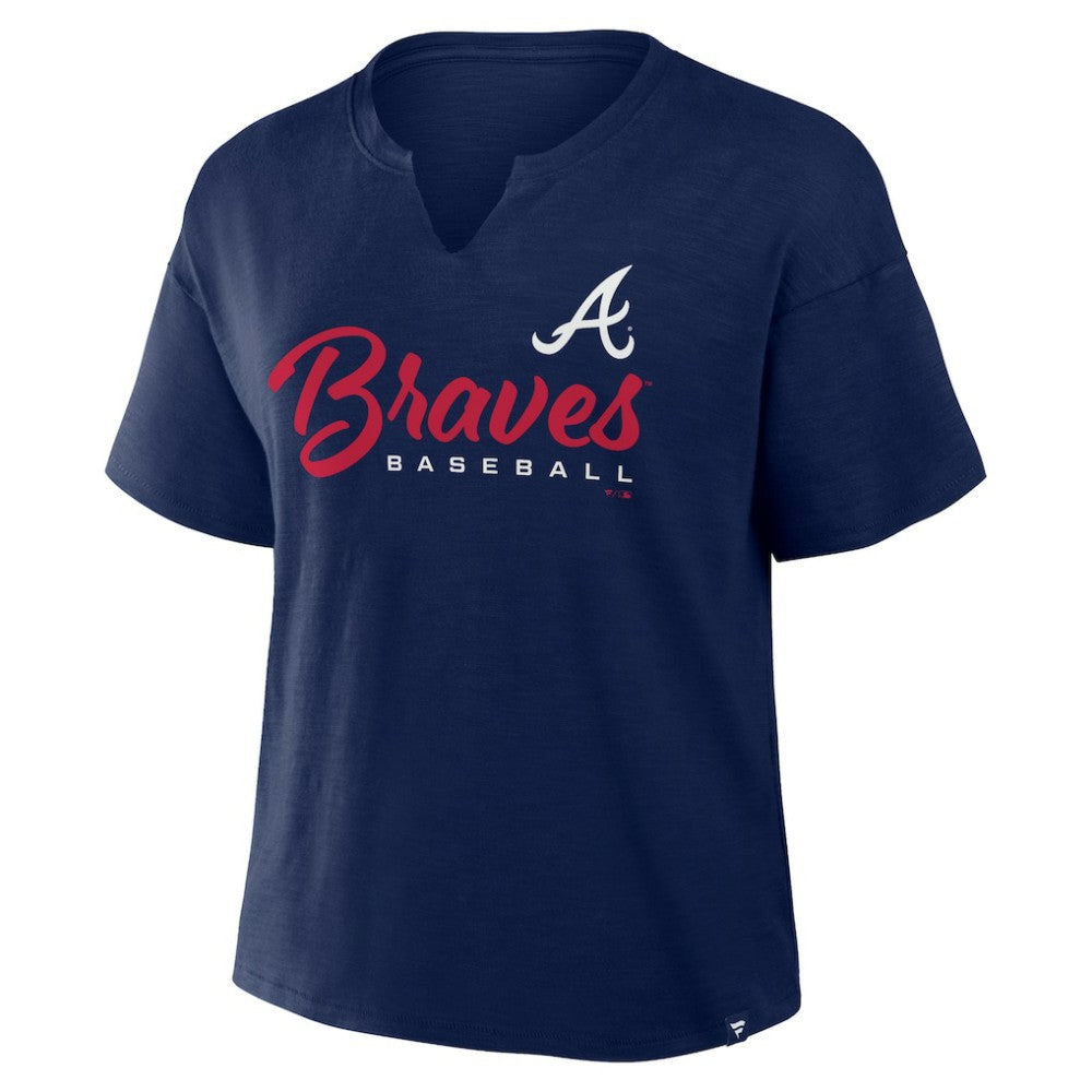 Atlanta Braves Fanatics Women's Fan Fave Stadium Slub Boxy T-Shirt - Navy T-shirts