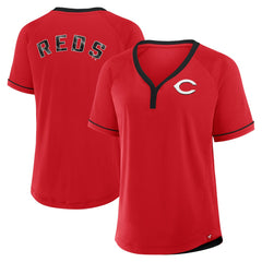 Cincinnati Reds Fanatics Women's League Diva Star Raglan V-Neck T-Shirt - Red T-shirts