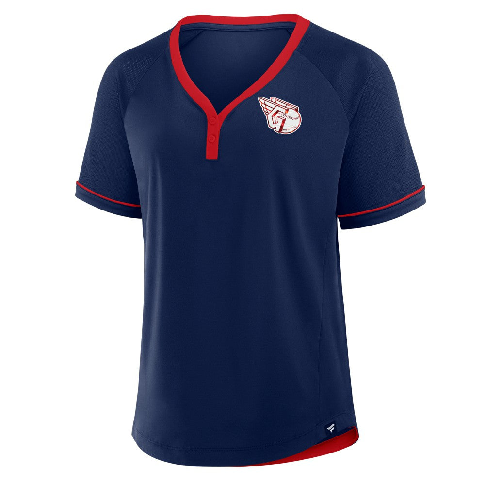 Cleveland Guardians Fanatics Women's League Diva Star Raglan V-Neck T-Shirt - Navy T-shirts