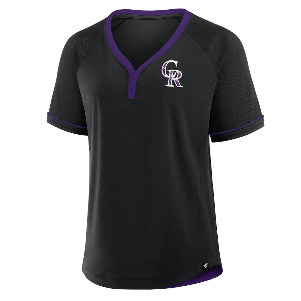 Colorado Rockies Fanatics Women's League Diva Star Raglan V-Neck T-Shirt - Black T-shirts