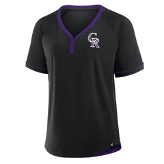 Colorado Rockies Fanatics Women's League Diva Star Raglan V-Neck T-Shirt - Black T-shirts