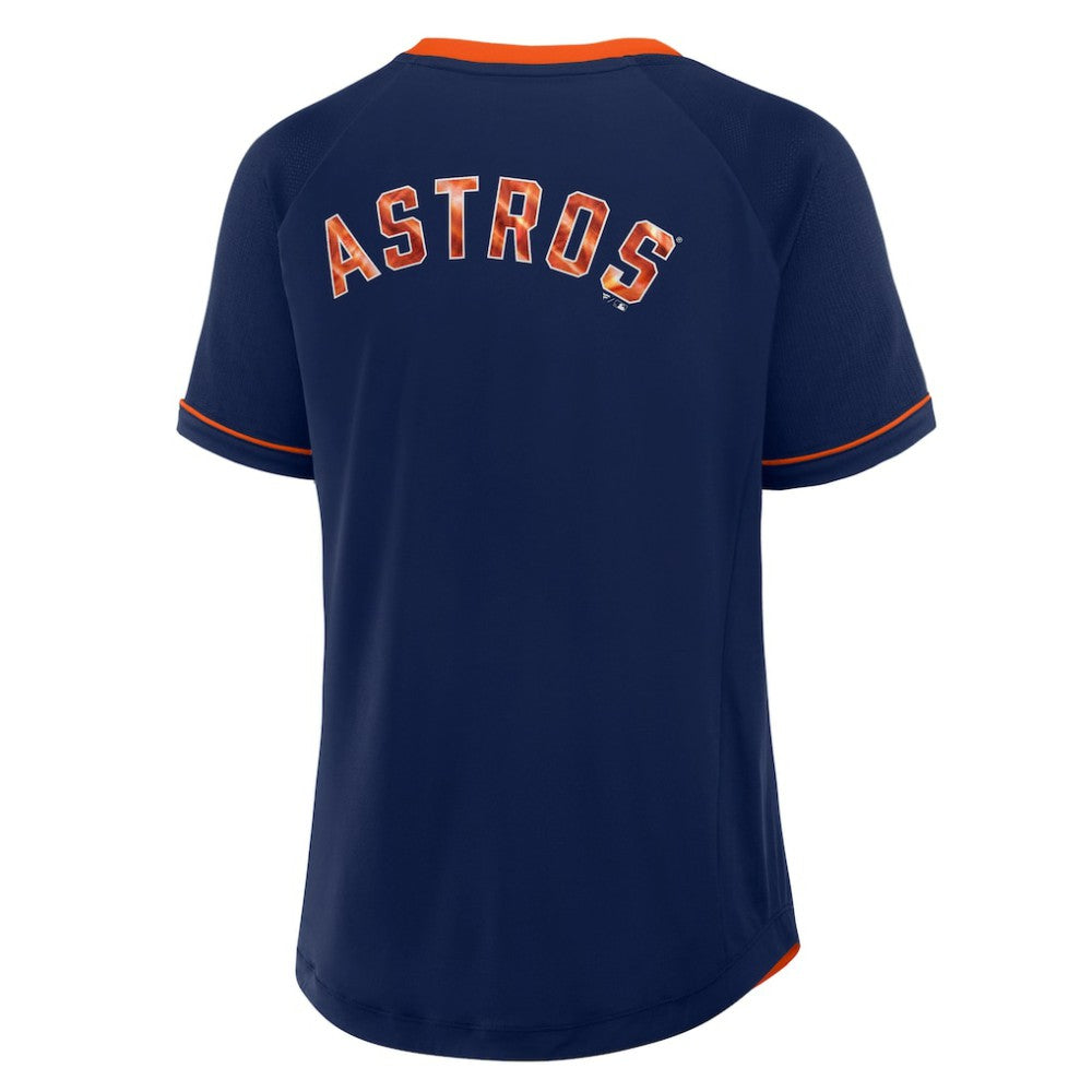 Houston Astros Fanatics Women's League Diva Star Raglan V-Neck T-Shirt - Navy T-shirts