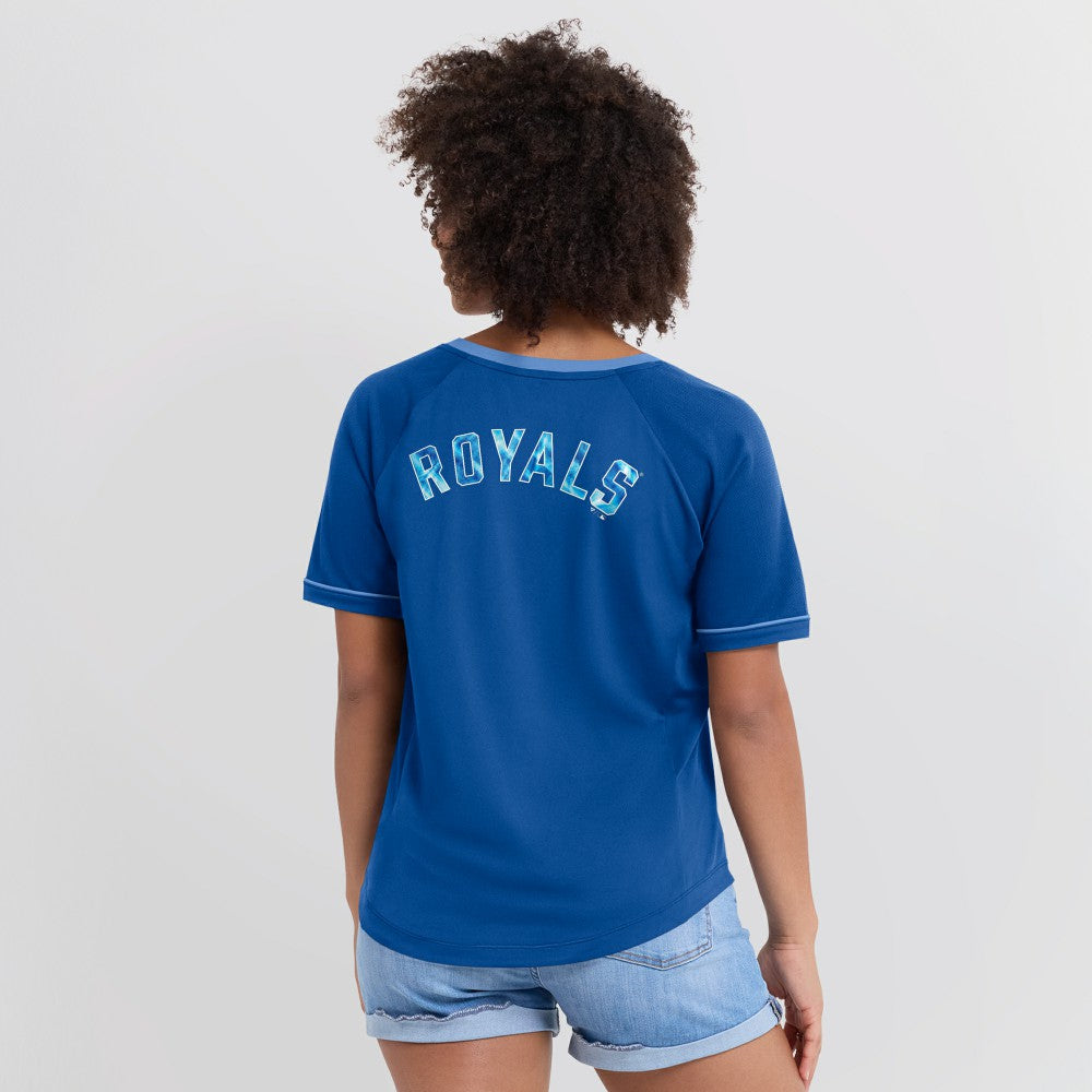 Kansas City Royals Fanatics Women's League Diva Star Raglan V-Neck T-Shirt - Royal T-shirts