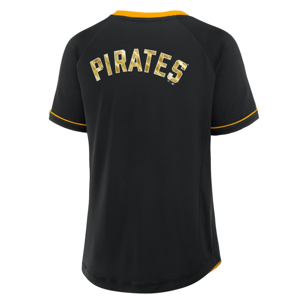 Pittsburgh Pirates Fanatics Women's League Diva Star Raglan V-Neck T-Shirt - Black T-shirts