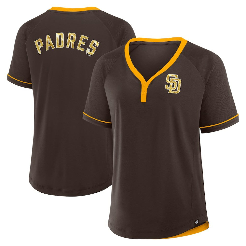 San Diego Padres Fanatics Women's League Diva Star Raglan V-Neck T-Shirt - Brown T-shirts