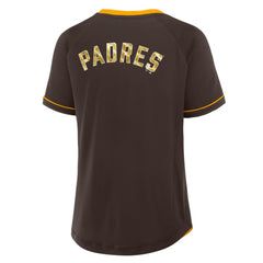 San Diego Padres Fanatics Women's League Diva Star Raglan V-Neck T-Shirt - Brown T-shirts