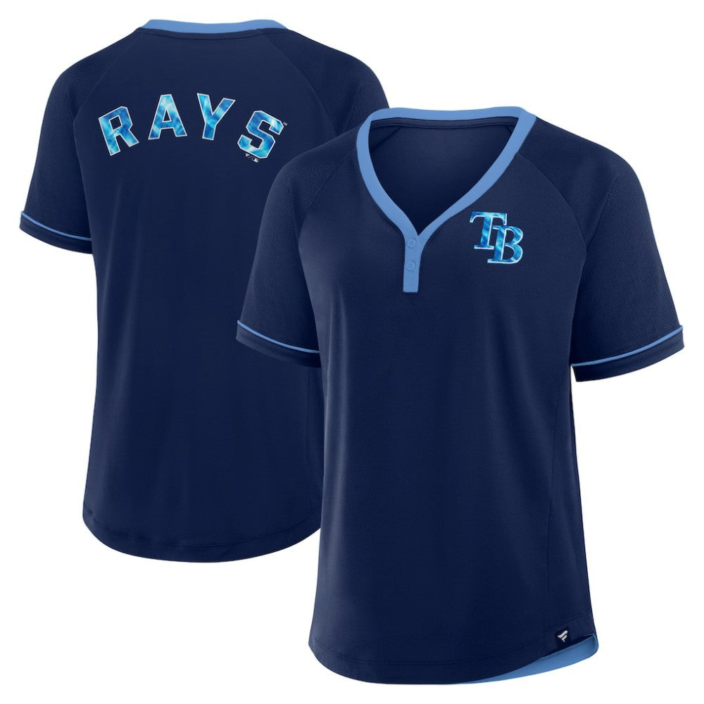 Tampa Bay Rays Fanatics Women's League Diva Star Raglan V-Neck T-Shirt - Navy T-shirts