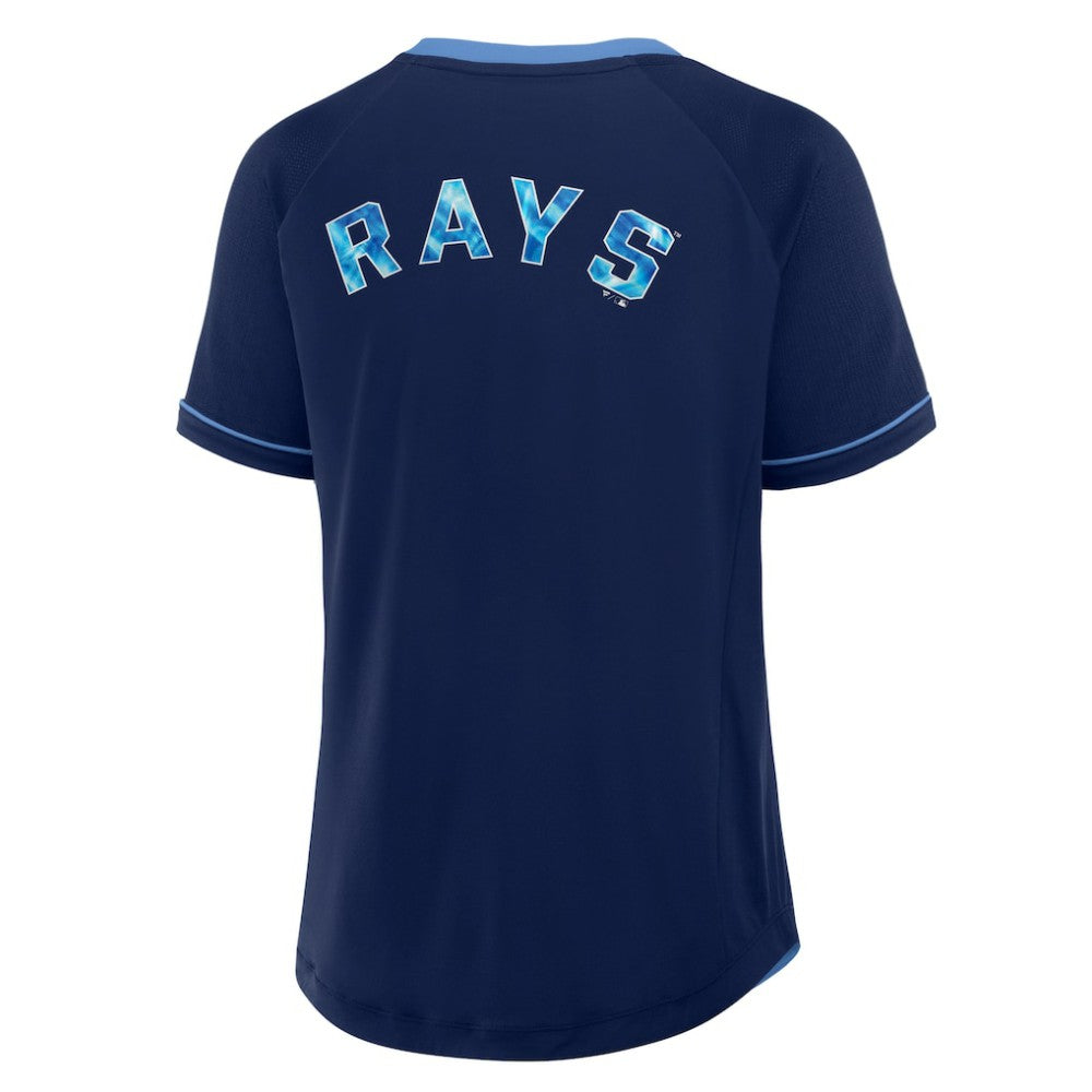 Tampa Bay Rays Fanatics Women's League Diva Star Raglan V-Neck T-Shirt - Navy T-shirts