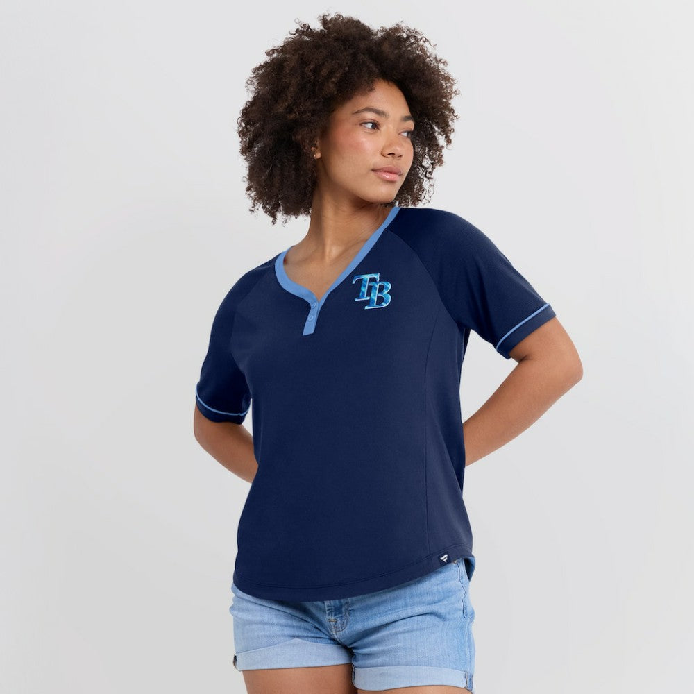 Tampa Bay Rays Fanatics Women's League Diva Star Raglan V-Neck T-Shirt - Navy T-shirts