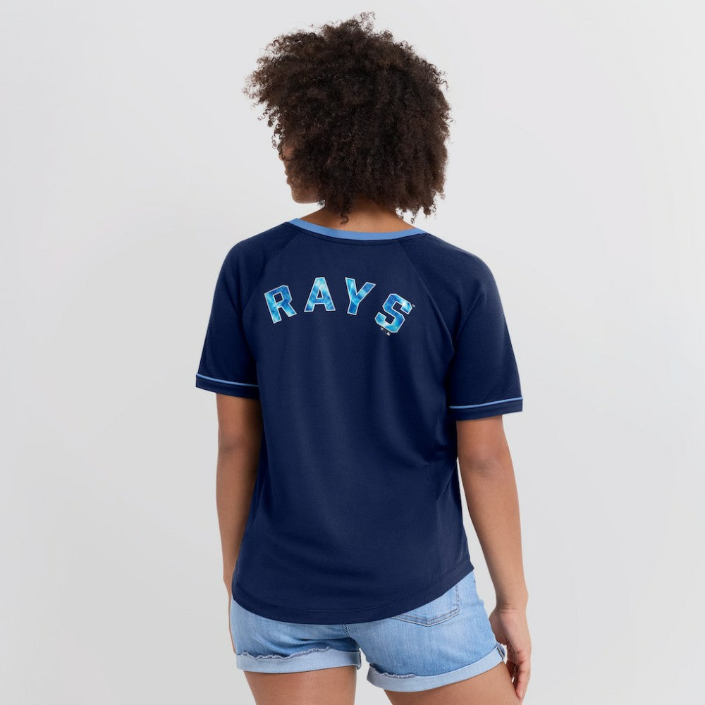 Tampa Bay Rays Fanatics Women's League Diva Star Raglan V-Neck T-Shirt - Navy T-shirts