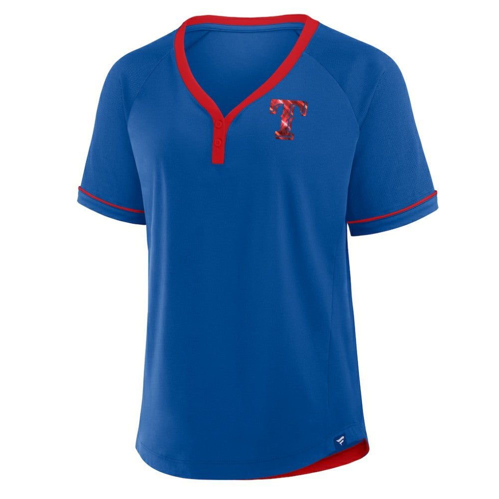 Texas Rangers Fanatics Women's League Diva Star Raglan V-Neck T-Shirt - Royal T-shirts