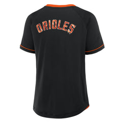 Baltimore Orioles Fanatics Women's League Diva Star Raglan V-Neck T-Shirt - Black T-shirts