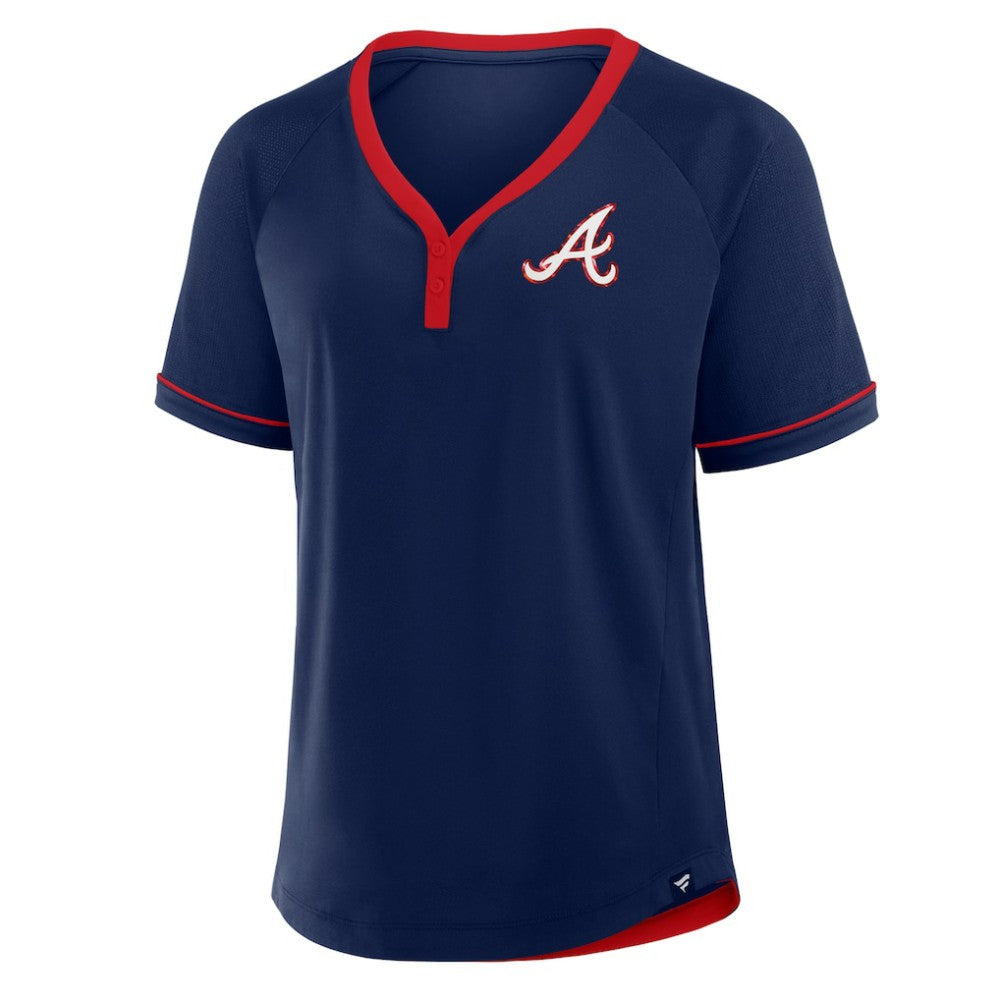 Atlanta Braves Fanatics Women's League Diva Star Raglan V-Neck T-Shirt - Navy T-shirts