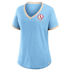 St. Louis Cardinals Fanatics Women's Binge Worthy Stadium Slub V-Neck T-Shirt - Light Blue T-shirts