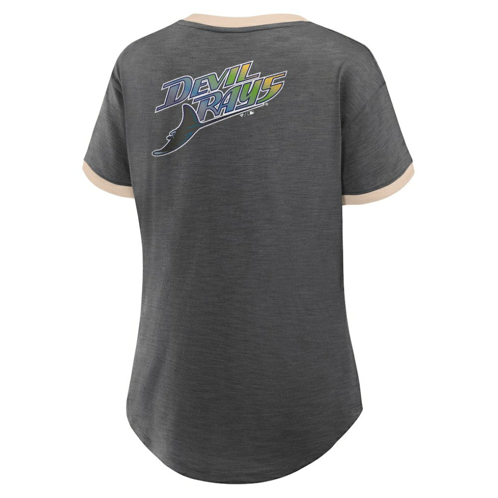 Tampa Bay Rays Fanatics Women's Binge Worthy Stadium Slub V-Neck T-Shirt - Black T-shirts