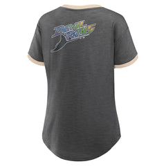 Tampa Bay Rays Fanatics Women's Binge Worthy Stadium Slub V-Neck T-Shirt - Black T-shirts