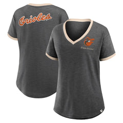 Baltimore Orioles Fanatics Women's Binge Worthy Stadium Slub V-Neck T-Shirt - Black T-shirts