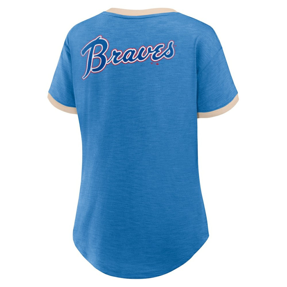 Atlanta Braves Fanatics Women's Binge Worthy Stadium Slub V-Neck T-Shirt - Royal T-shirts