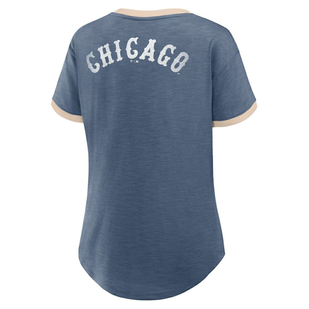Chicago White Sox Fanatics Women's Binge Worthy Stadium Slub V-Neck T-Shirt - Navy T-shirts