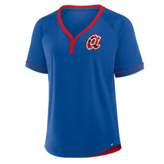 Atlanta Braves Fanatics Women's Cooperstown Collection League Diva Raglan V-Neck T-Shirt - Royal T-shirts