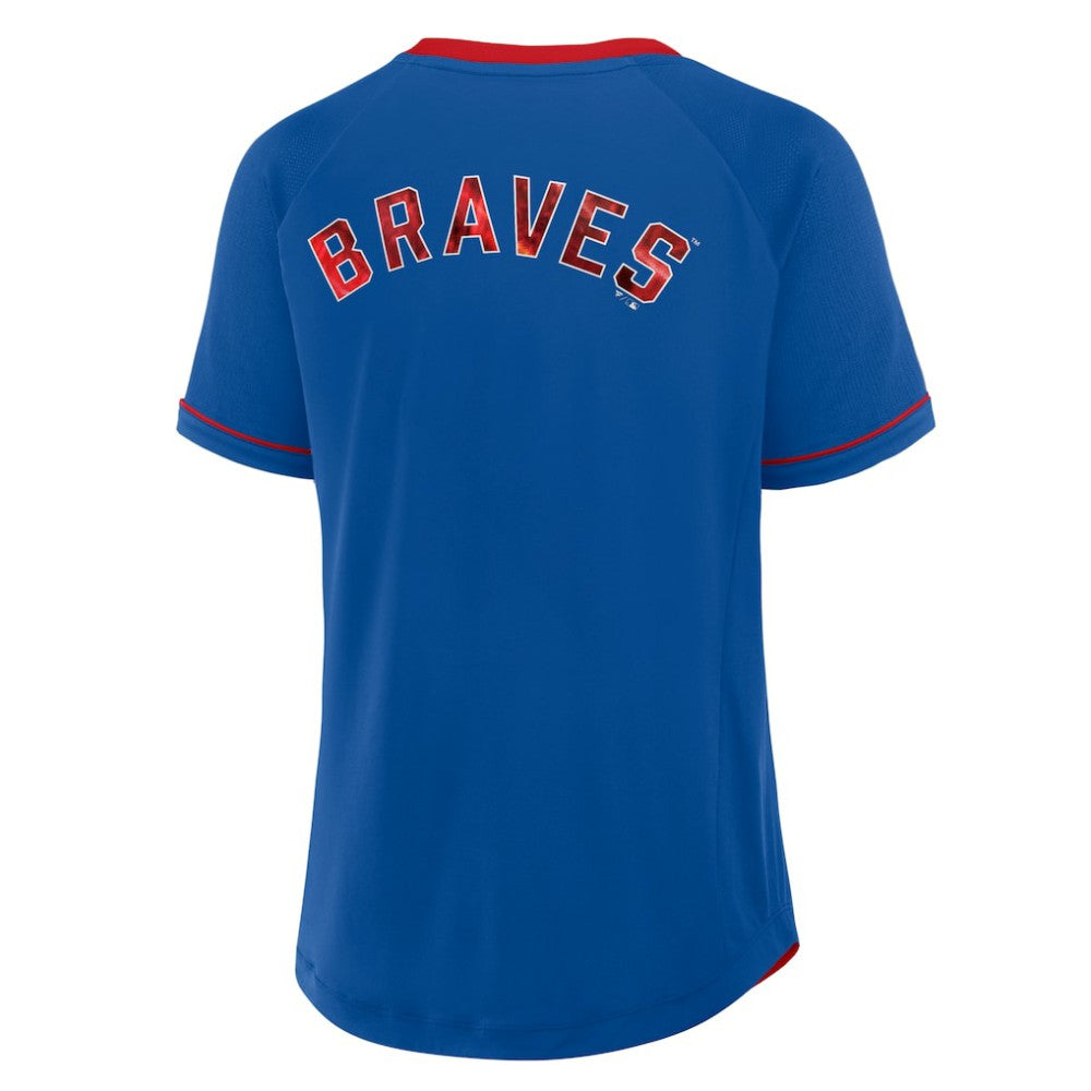 Atlanta Braves Fanatics Women's Cooperstown Collection League Diva Raglan V-Neck T-Shirt - Royal T-shirts