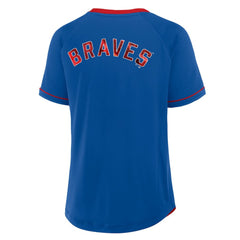 Atlanta Braves Fanatics Women's Cooperstown Collection League Diva Raglan V-Neck T-Shirt - Royal T-shirts