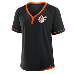 Baltimore Orioles Fanatics Women's Cooperstown Collection League Diva Raglan V-Neck T-Shirt - Black T-shirts