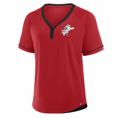 Cincinnati Reds Fanatics Women's Cooperstown Collection League Diva Raglan V-Neck T-Shirt - Red T-shirts