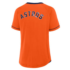 Houston Astros Fanatics Women's Cooperstown Collection League Diva Raglan V-Neck T-Shirt - Orange T-shirts