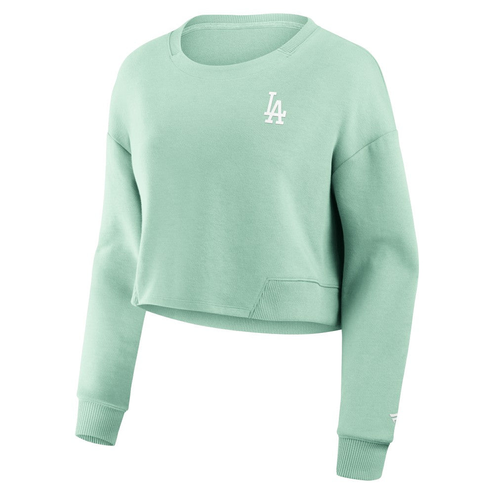 Los Angeles Dodgers Fanatics Women's Studio Cropped Pullover Sweatshirt - Mint Pullover