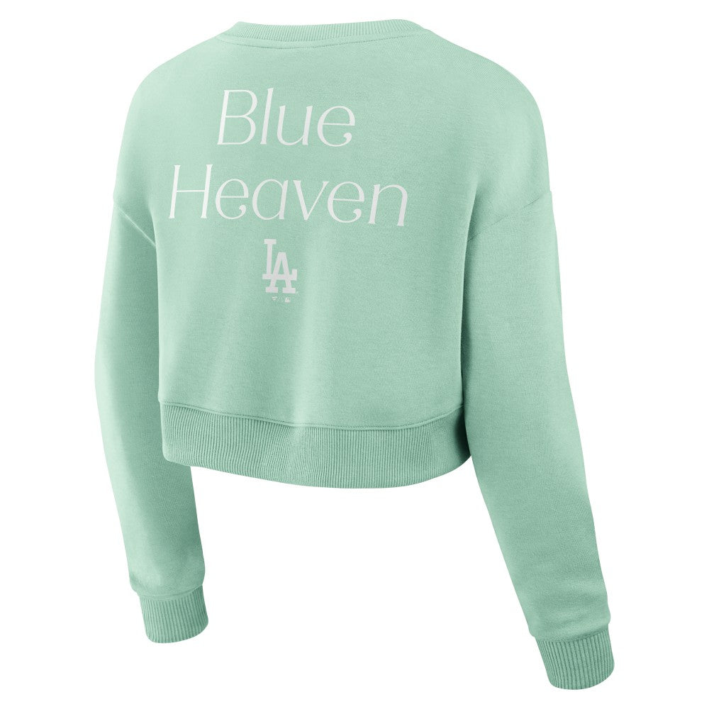 Los Angeles Dodgers Fanatics Women's Studio Cropped Pullover Sweatshirt - Mint Pullover