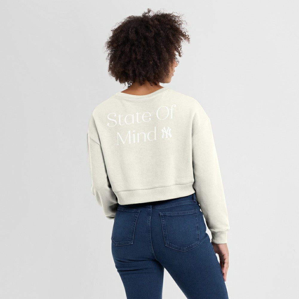 New York Yankees Fanatics Women's Studio Cropped Pullover Sweatshirt - Cream Pullover
