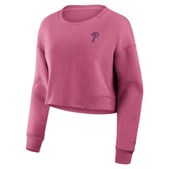 Philadelphia Phillies Fanatics Women's Studio Cropped Pullover Sweatshirt - Pink Pullover
