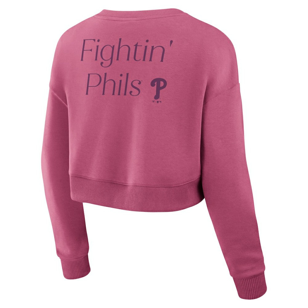 Philadelphia Phillies Fanatics Women's Studio Cropped Pullover Sweatshirt - Pink Pullover