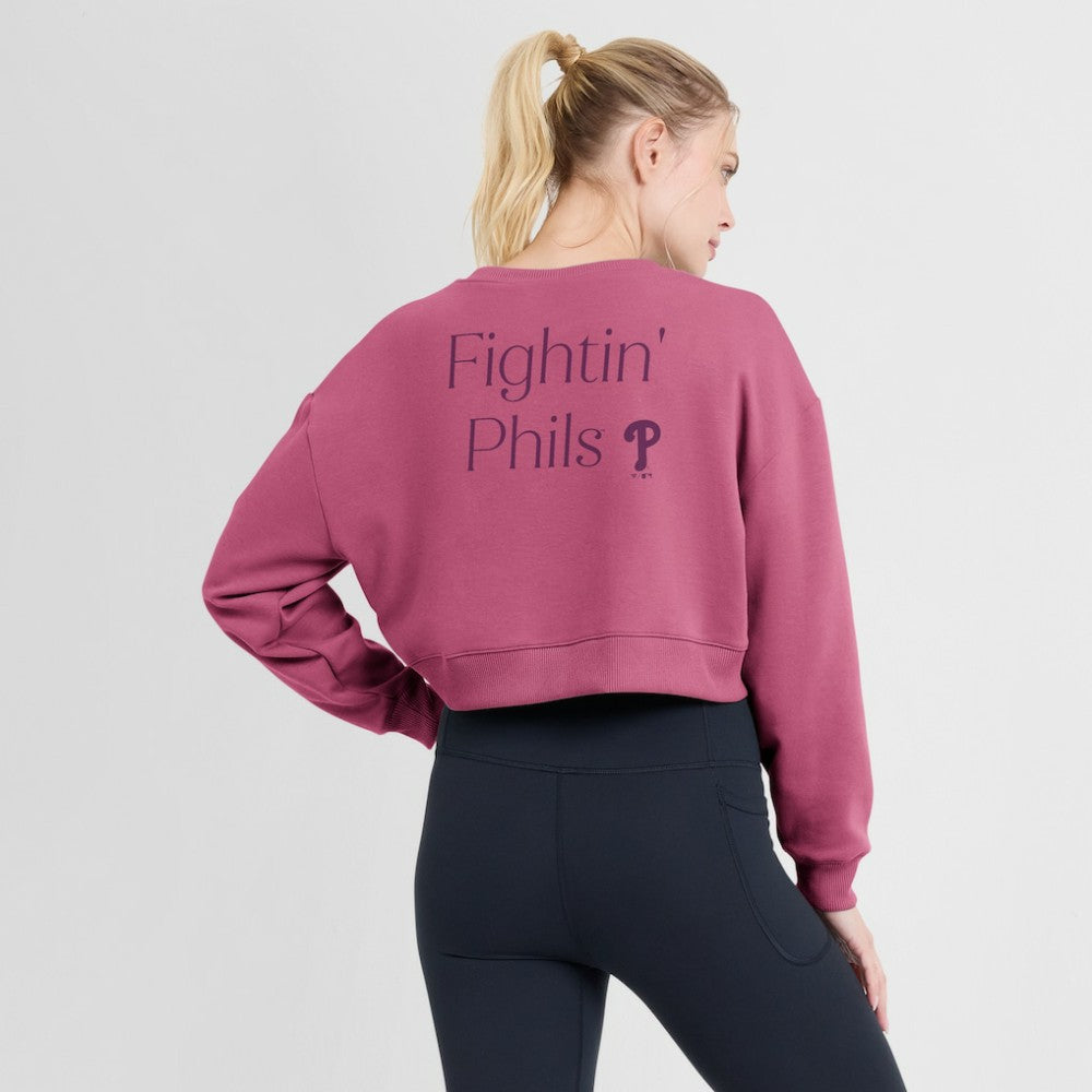Philadelphia Phillies Fanatics Women's Studio Cropped Pullover Sweatshirt - Pink Pullover