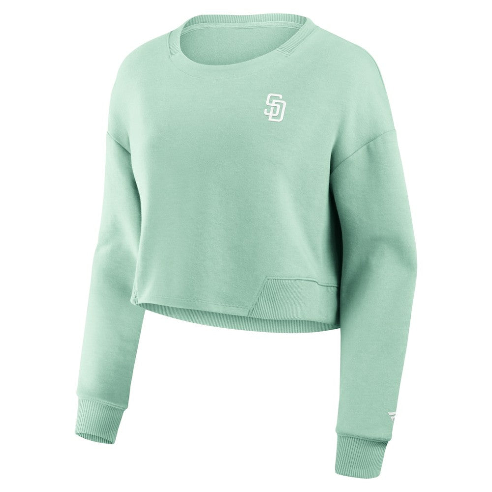 San Diego Padres Fanatics Women's Studio Cropped Pullover Sweatshirt - Mint Pullover