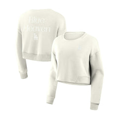 Los Angeles Dodgers Fanatics Women's Studio Cropped Pullover Sweatshirt - Cream Pullover