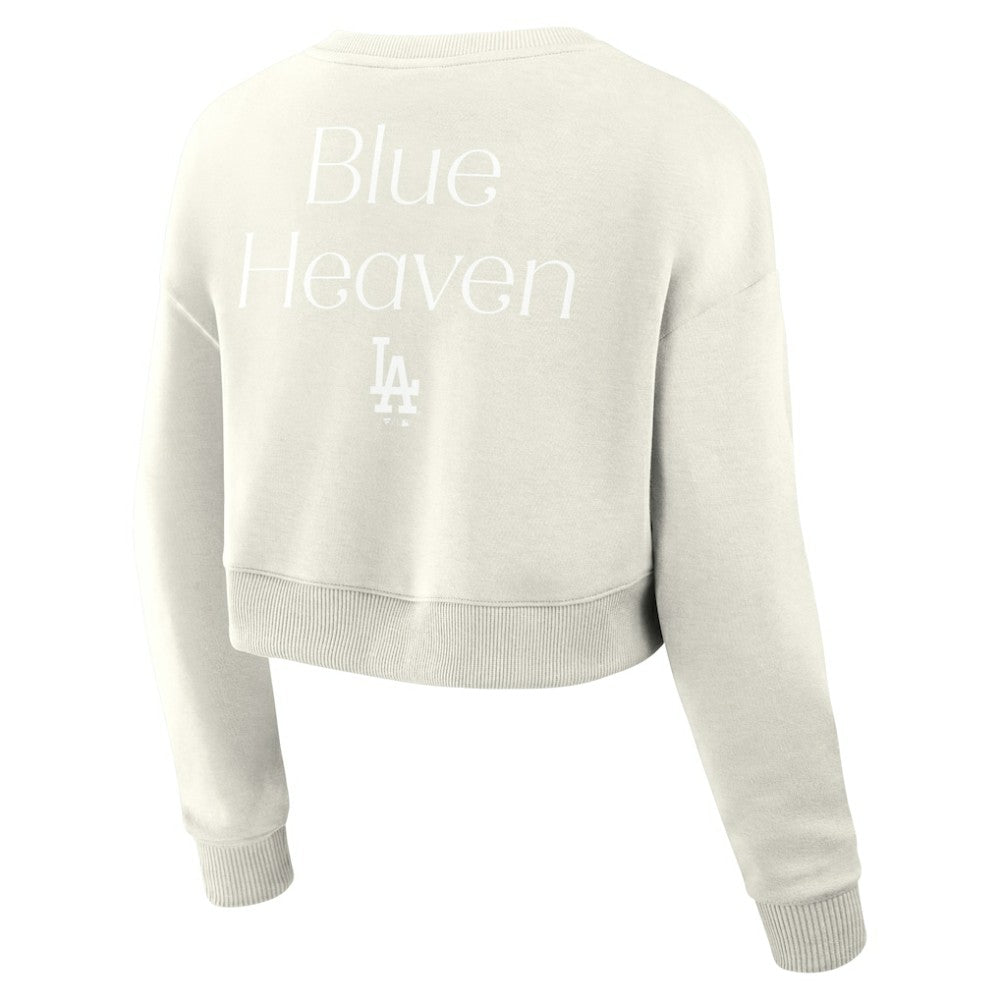 Los Angeles Dodgers Fanatics Women's Studio Cropped Pullover Sweatshirt - Cream Pullover