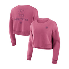 Cincinnati Reds Fanatics Women's Studio Cropped Pullover Sweatshirt - Pink Pullover