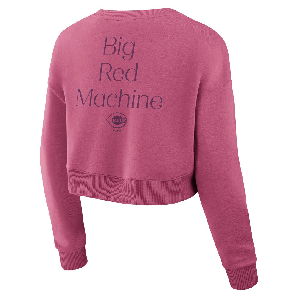 Cincinnati Reds Fanatics Women's Studio Cropped Pullover Sweatshirt - Pink Pullover