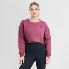 Cincinnati Reds Fanatics Women's Studio Cropped Pullover Sweatshirt - Pink Pullover