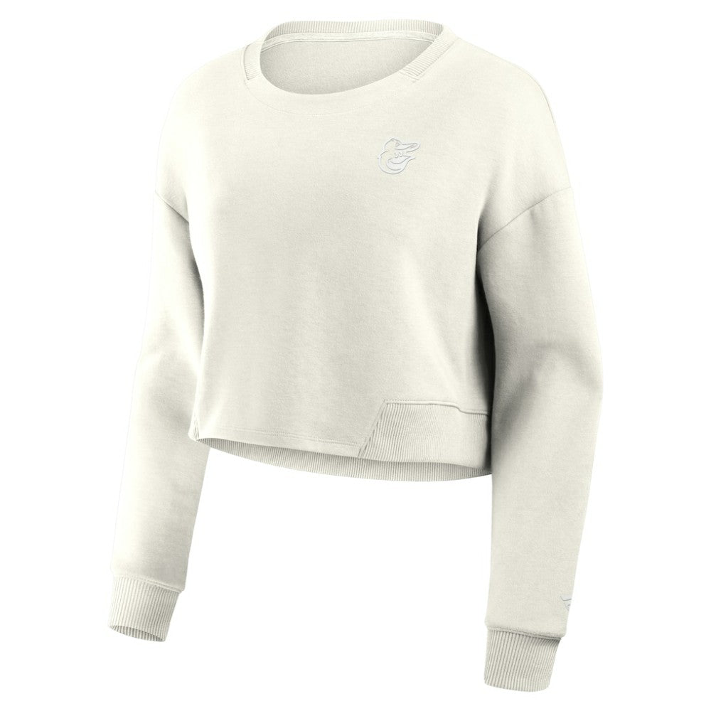 Baltimore Orioles Fanatics Women's Studio Cropped Pullover Sweatshirt - Cream Pullover