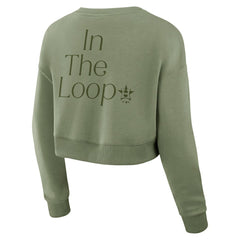 Houston Astros Fanatics Women's Studio Cropped Pullover Sweatshirt - Olive Pullover