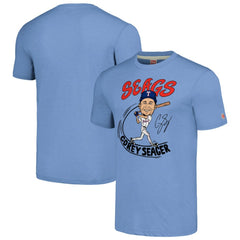 Corey Seager Texas Rangers Homage Caricature Player Tri-Blend T-Shirt - Light Blue T-shirts